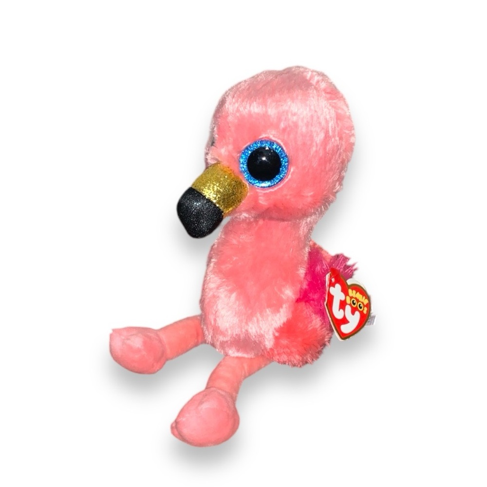 Ty Beanie Boos Gilda Pink Flamingo 7" Plush Stuffed Animal NWT Glitter Eyes